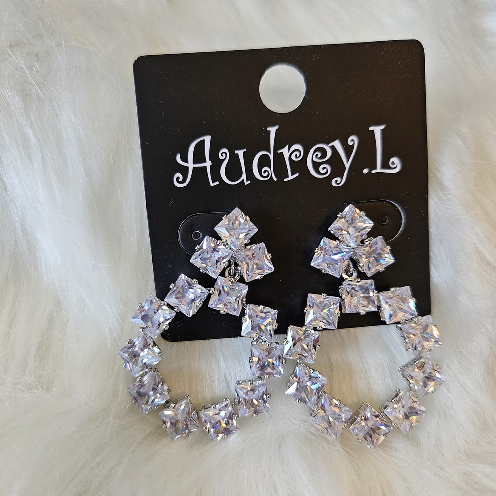audrey Iridescent Crystal Square Hoop Earrings